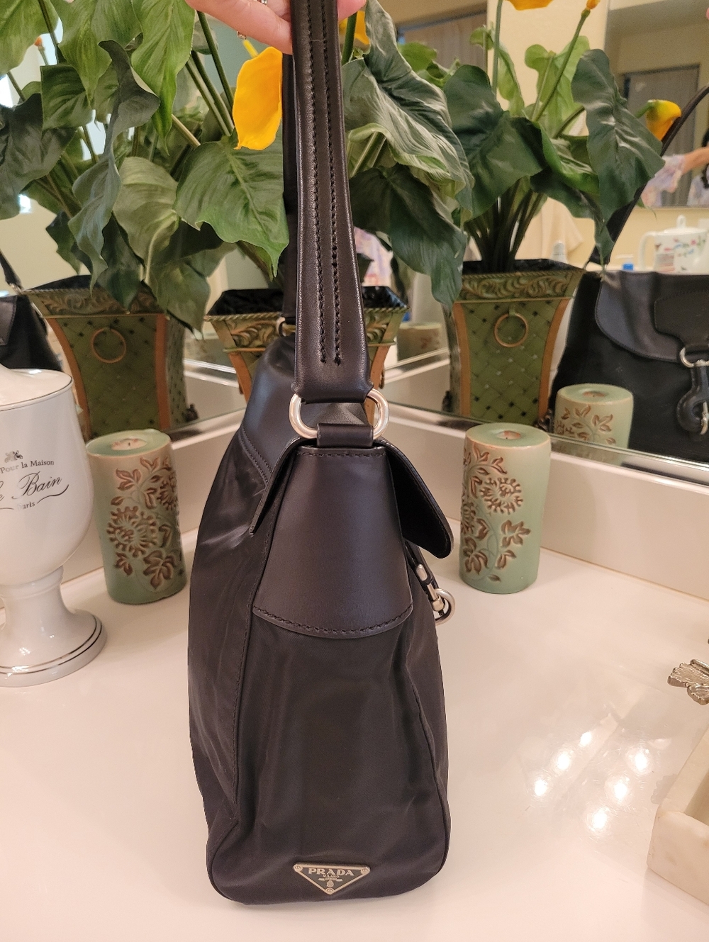 Prada Archive Black Leather & Nylon Shoulder Bag - Picture 3 of 16